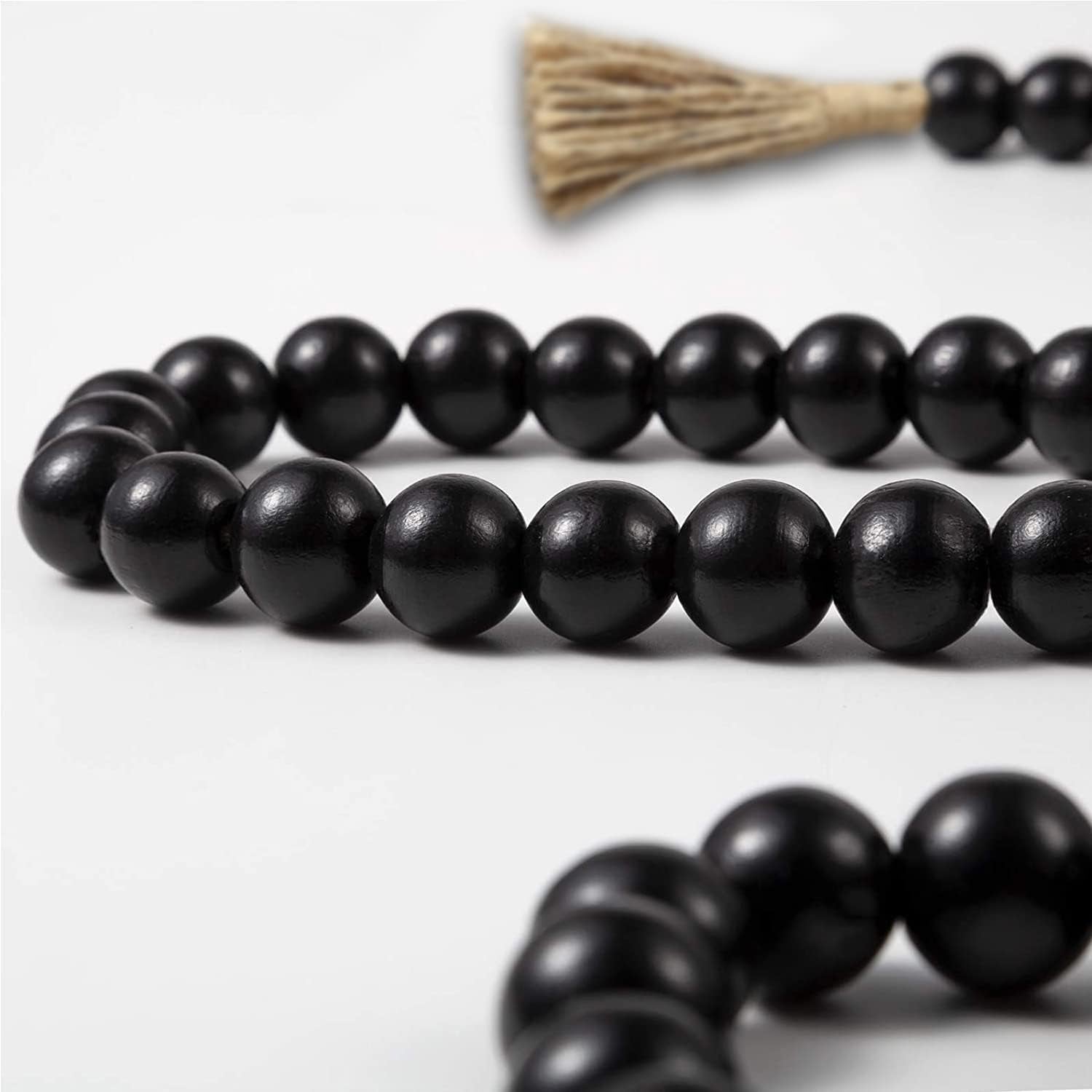 Black Wood Bead Garland  Wooden Bead Garland Coffee Table Decor 58In Natural Wood String Beads Home Decor Wood Decorative Beads