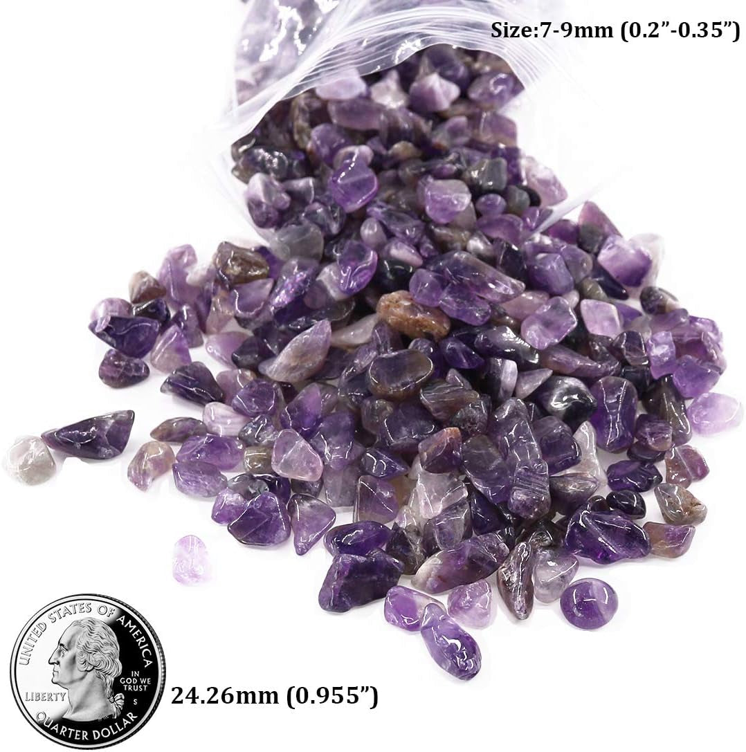 Quartz Stones Tumbled Chips Stone Crushed Crystal Natural Rocks Healing Home Indoor Decorative Gravel Feng Shui Healing Stones (About 1Lb(450G)/Bag) (Amethyst)