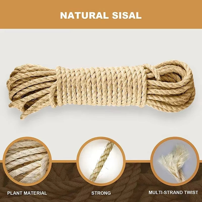 Natural Sisal Rope for Cat Tree DIY Scratching Post Toy Climbing Frame Replacement Kitten Claw Scratch Furniture Handmade Ropes