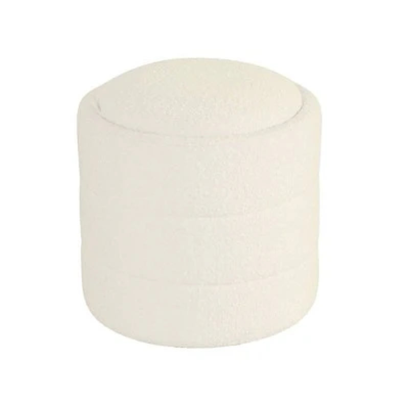 Storage round Ottoman Cream Boucle - Homepop