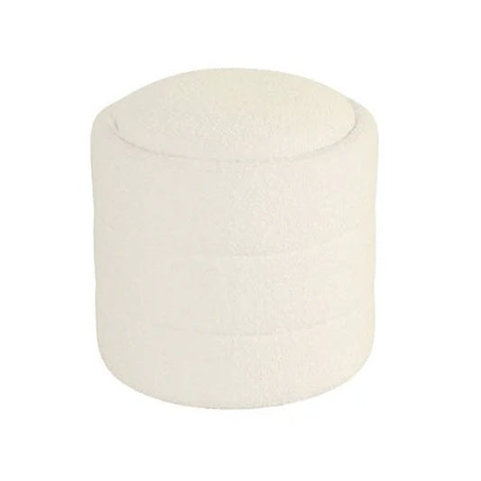 Storage round Ottoman Cream Boucle - Homepop