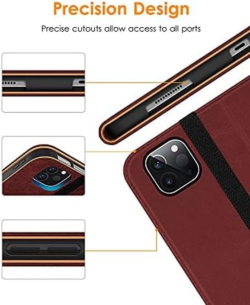 Case for Ipad Pro 11 Inch 4Th / 3Rd / 2Nd / 1St Generation 2022/2021/2020/2018,Premium PU Leather Folio Stand Cover with Hand Strap, Auto Wake/Sleep,Multiple Viewing Angles, Burgundy Red