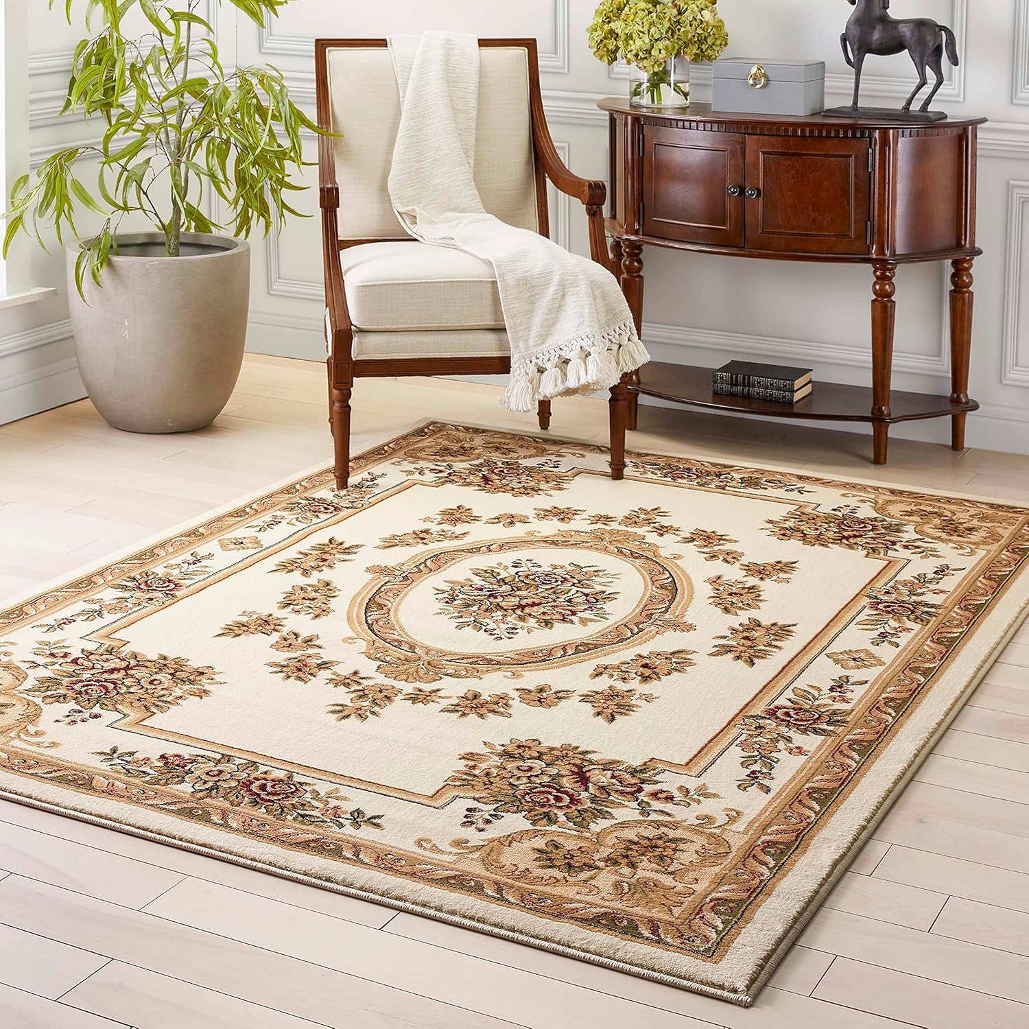 Timeless Le Petit Palais Ivory Traditional Area Rug 9'2" X 12'6"