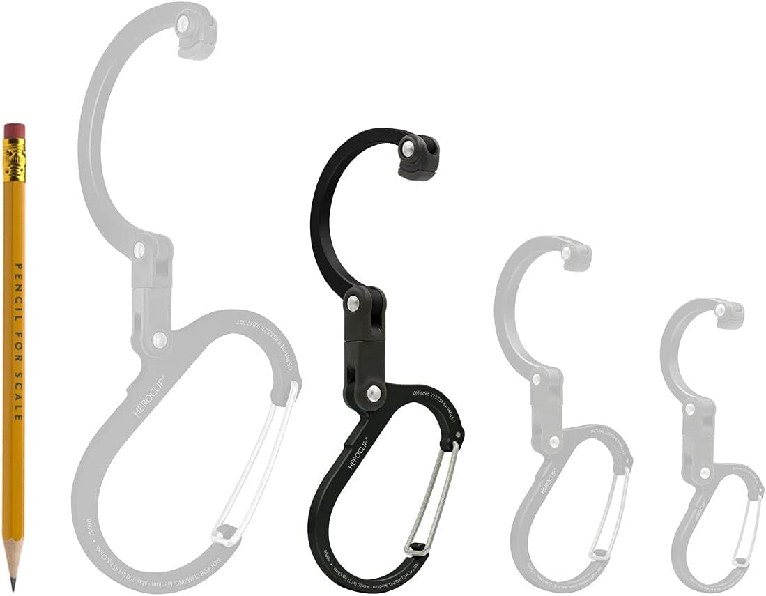 Carabiner Gear Clip and Hook (Medium) for Camping, Backpack, and Garage Organization, Forest Green