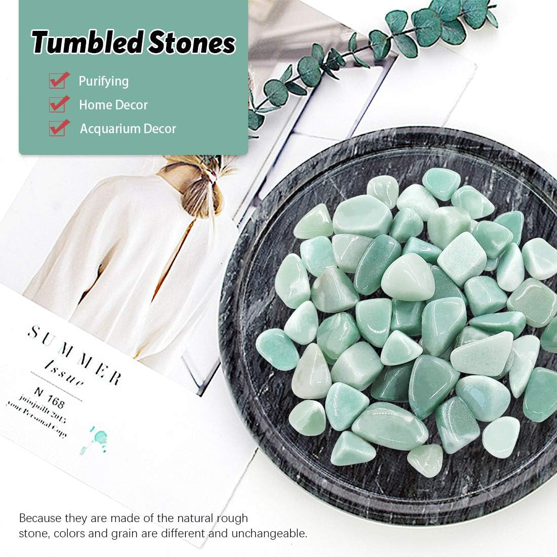 1Lb Bulk Large Natural Tumbled Polished Brazilian Stones Gemstone Healing Crystals Quartz for Wicca, Reiki, and Energy Crystal Healing (Green Aventurine about 1Lb/450G/16Oz/Bag)