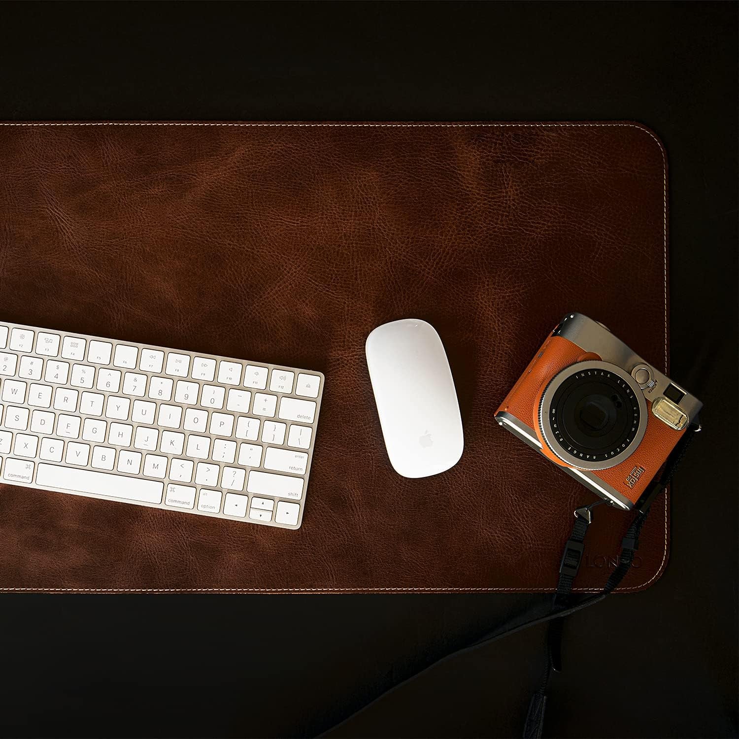 Top Grain Leather Extended Mouse Pad - Desk Mat Brown