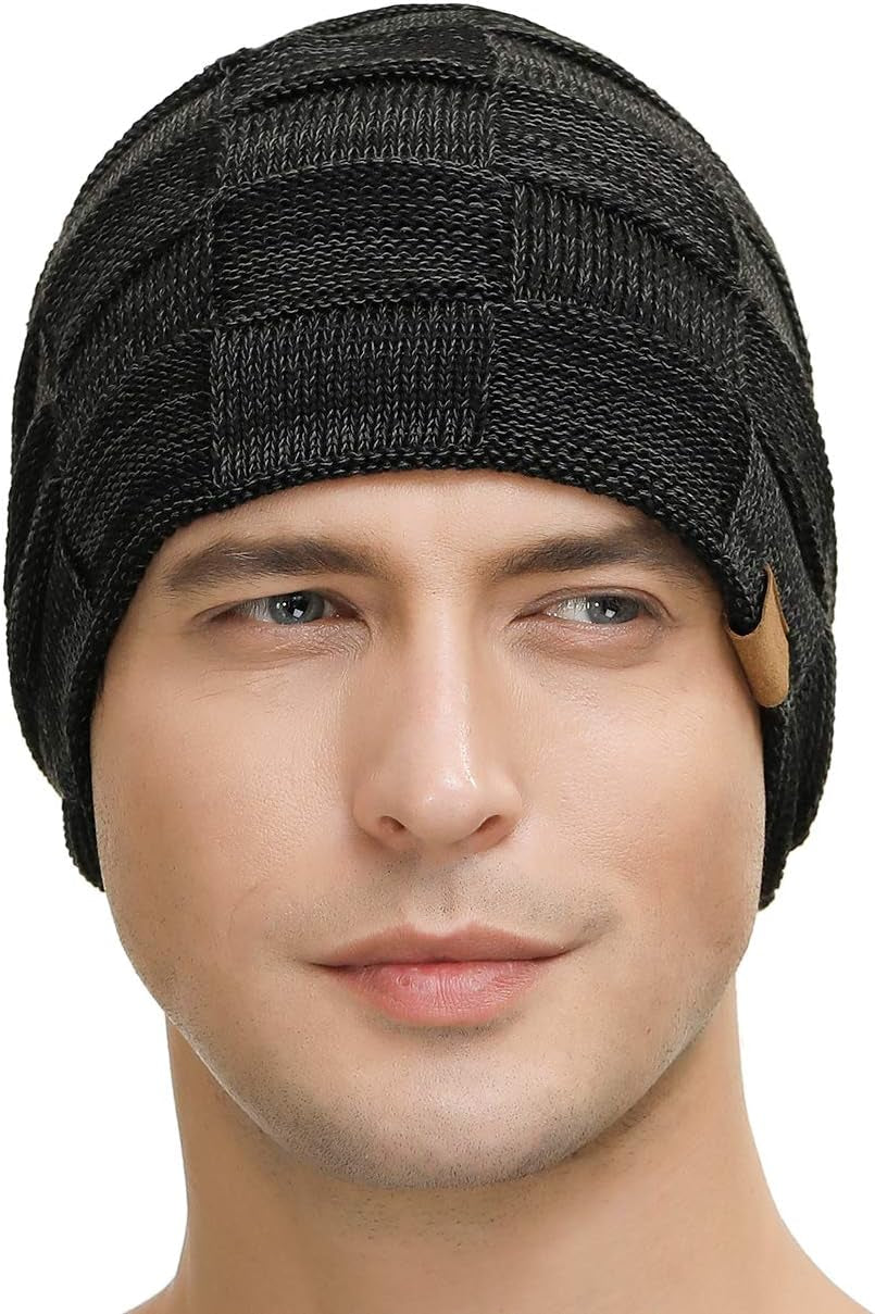 Slouchy Beanie for Men Winter Hats for Guys Cool Beanies Mens Lined Knit Warm Thick Skully Stocking Binie Hat