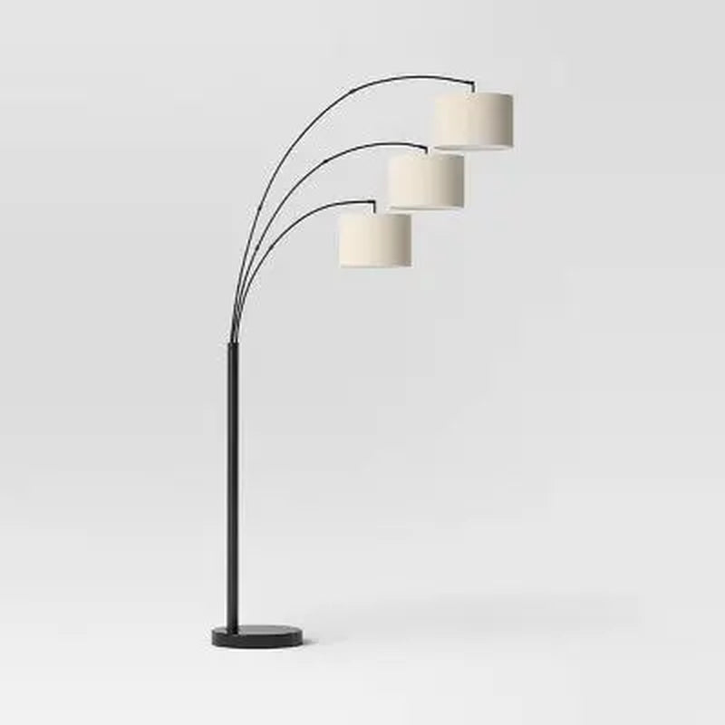 Open Box - 82"X56" Avenal 3-Head Shaded Arc Floor Lamp Black - Threshold