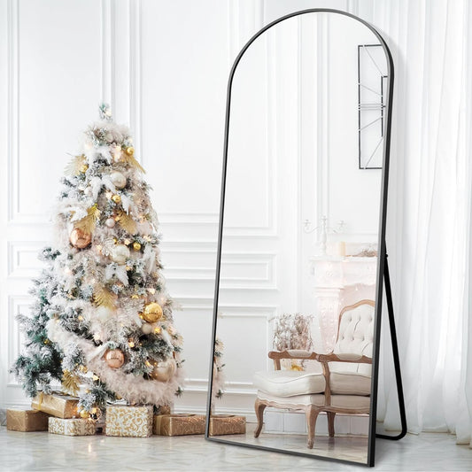 Arched Full Length Mirror, 71”X24”, Large Full Body Mirror with Aluminium Metal Frame, Shatter Protection, Wall-Mounted Mirrors for Living Room or Dressing Room- Black（Arched）