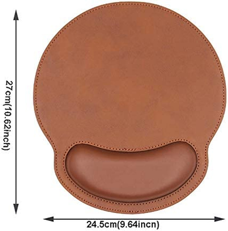 Ergonomic PU Leather Mouse Pad with Wrist Support,Comfort Memory Foam,Waterproof Surface，Non- Slip Rubber Base for Computer Laptop & Mac,Lightweight Rest for Home,Office & Travel (Brown)