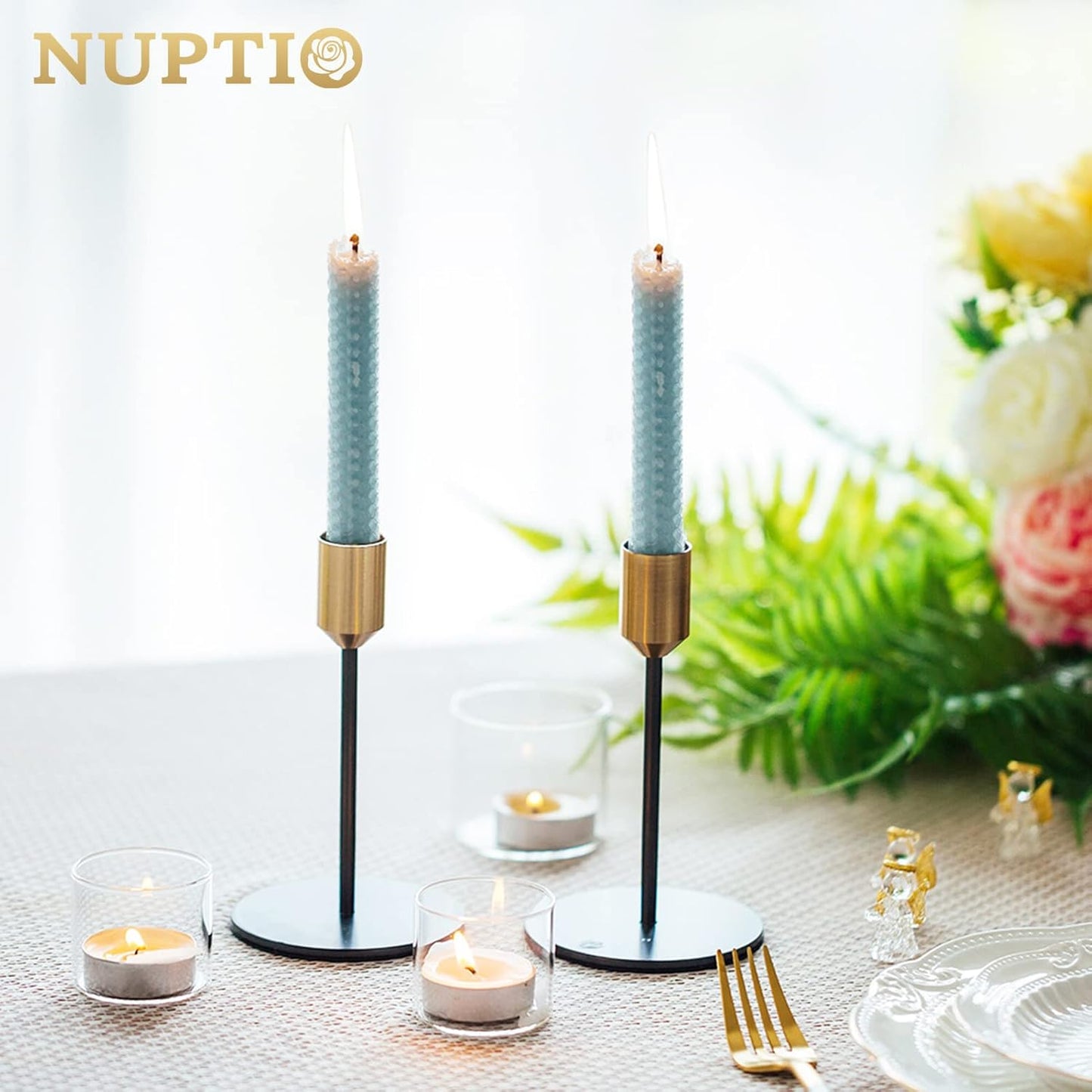 Wedding/Dinning Candlestick Holder, Centerpiece Table Decorative Candle Holder, Single-Head Taper Candle Holder Ornaments (S + S)