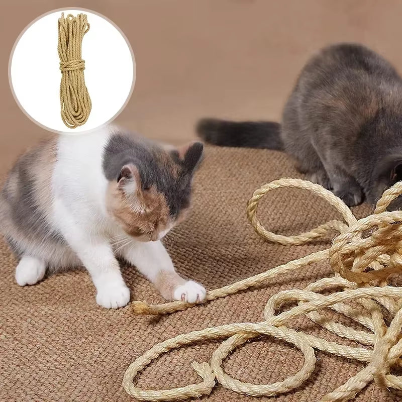 Natural Sisal Rope for Cat Tree DIY Scratching Post Toy Climbing Frame Replacement Kitten Claw Scratch Furniture Handmade Ropes