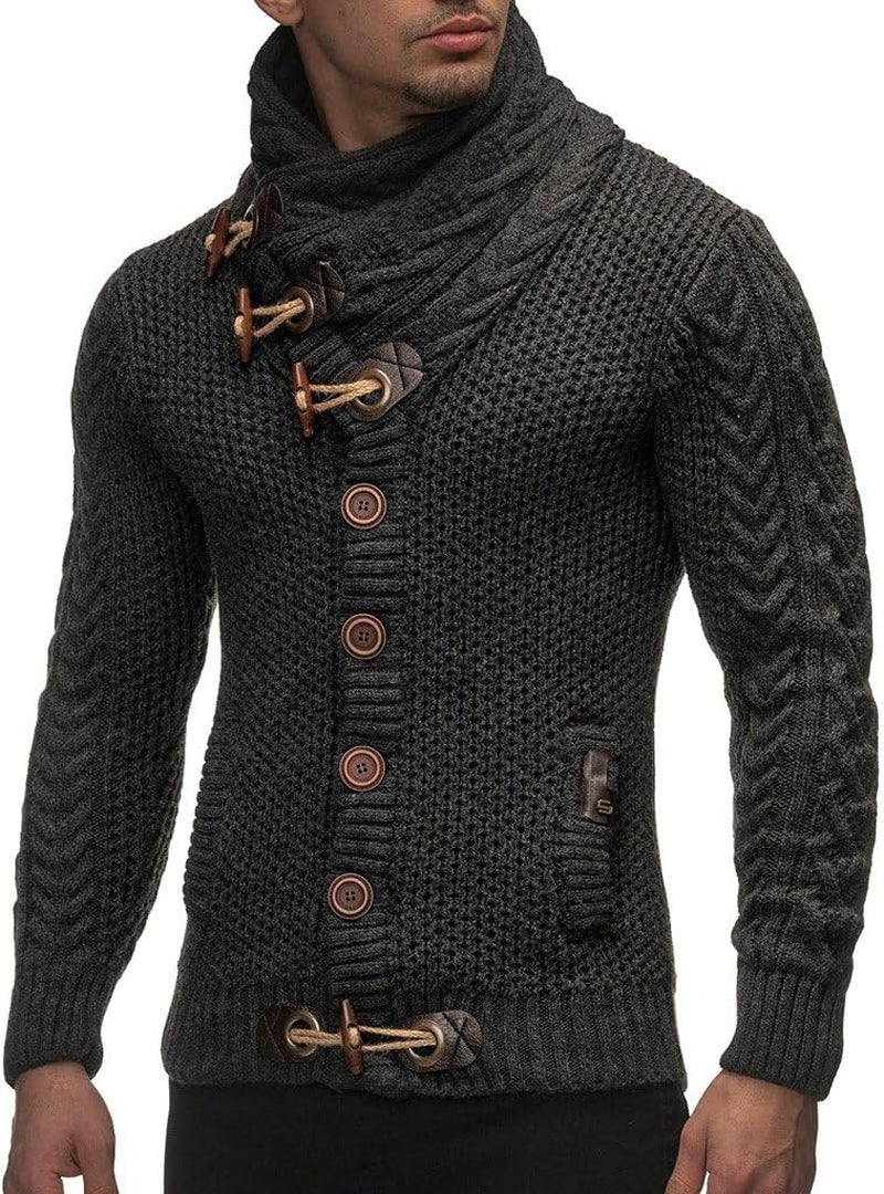 Men'S Knitted Turtleneck Jacket - Winter Cardigan Sweaters for Men