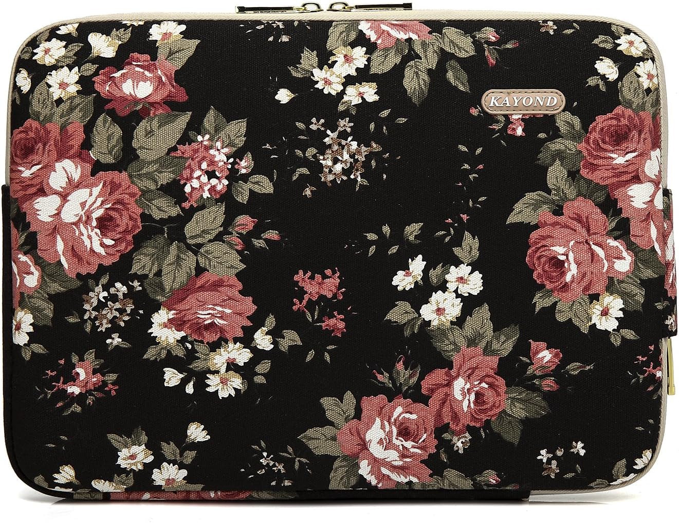 Water-Resistant Canvas 11.6 Inch Laptop Sleeve-Black C Rose