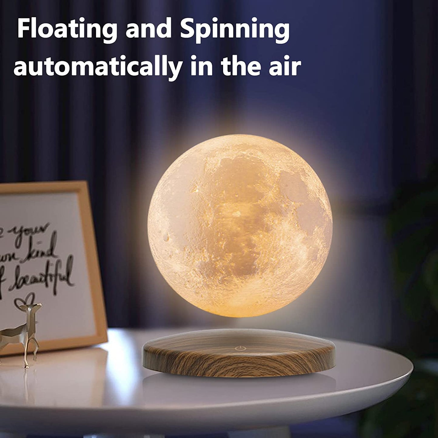 Levitating Moon Lamp, Floating and Magnetic Moon Lamp 3D Printing Moon Light with Remote, Creative Gifts for Christmas Office (Moon Lamp)