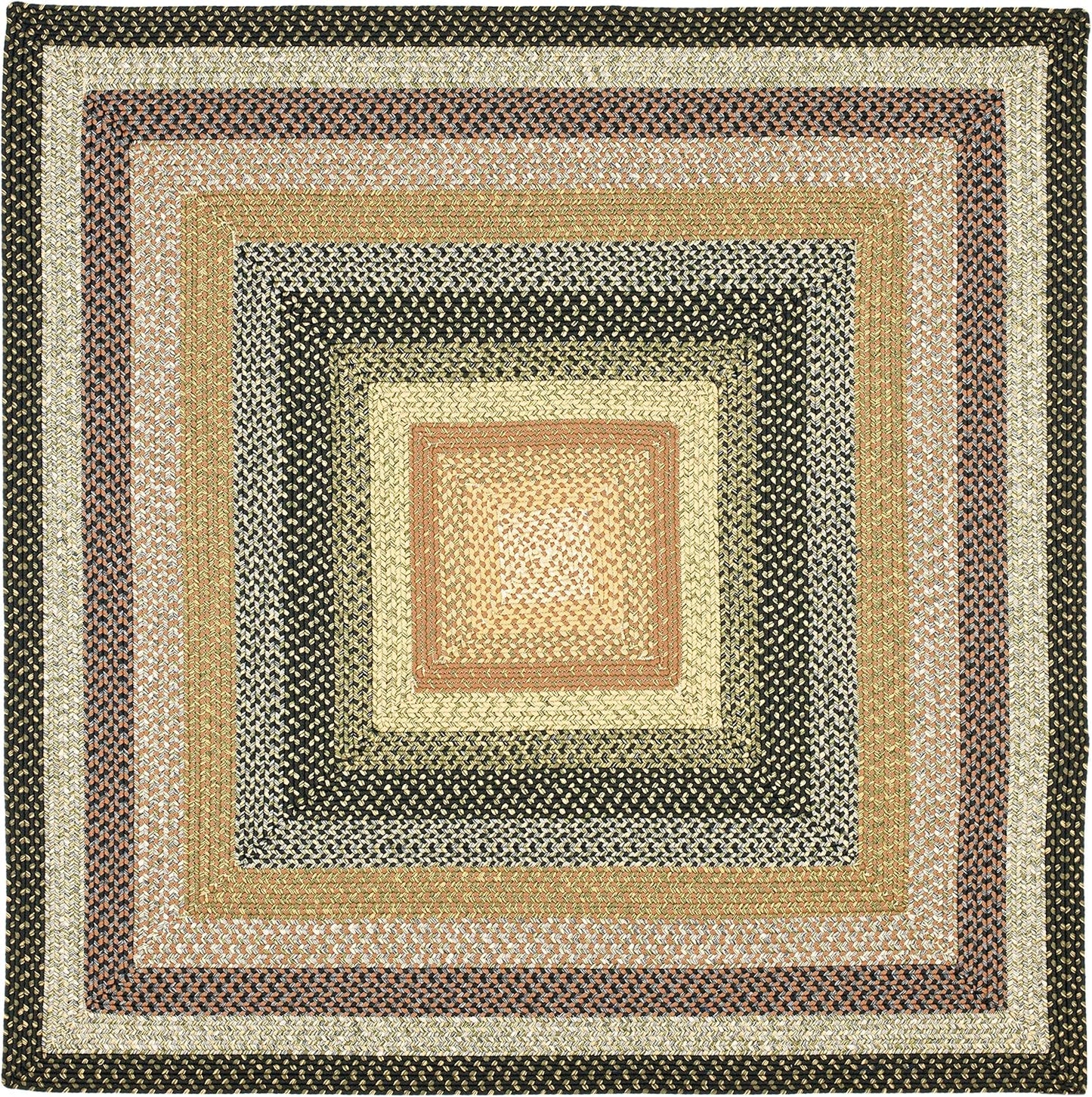 Braided Collection Area Rug - 8' Square, Multi, Handmade Country Cottage Reversible, Ideal for High Traffic Areas in Living Room, Bedroom (BRD308A)