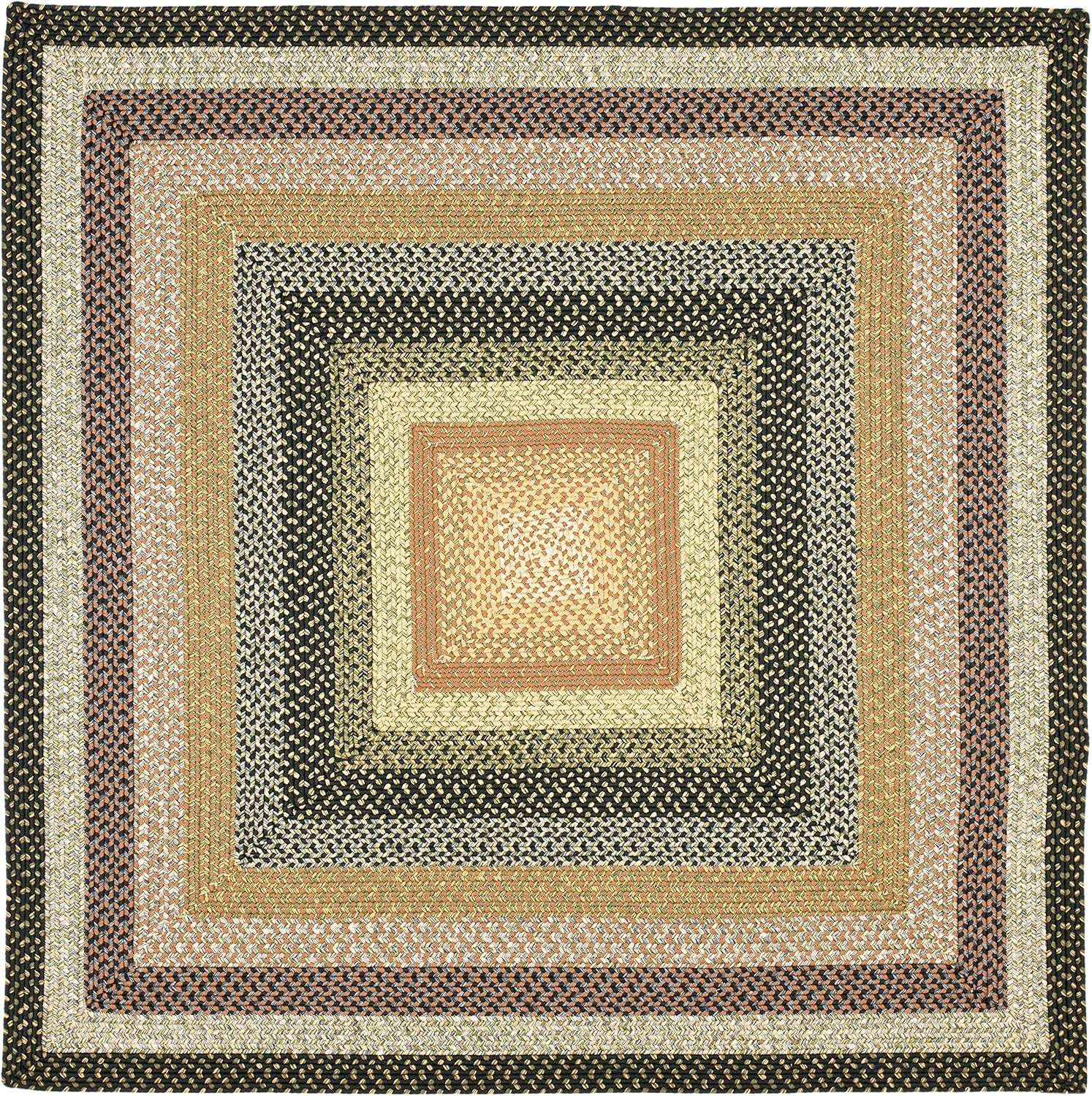 Braided Collection Area Rug - 8' Square, Multi, Handmade Country Cottage Reversible, Ideal for High Traffic Areas in Living Room, Bedroom (BRD308A)