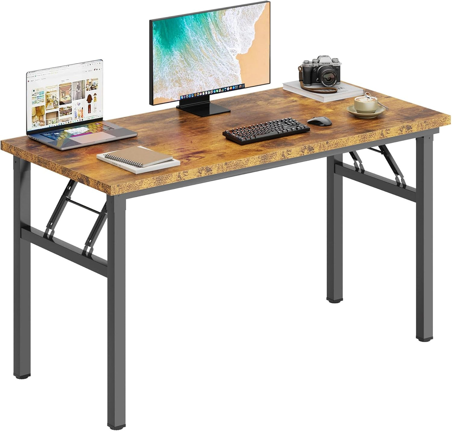 Folding Table Computer Desk Workstation Table Conference Table Home Office Desk, Fully Assembled (47 Inches, Retro)