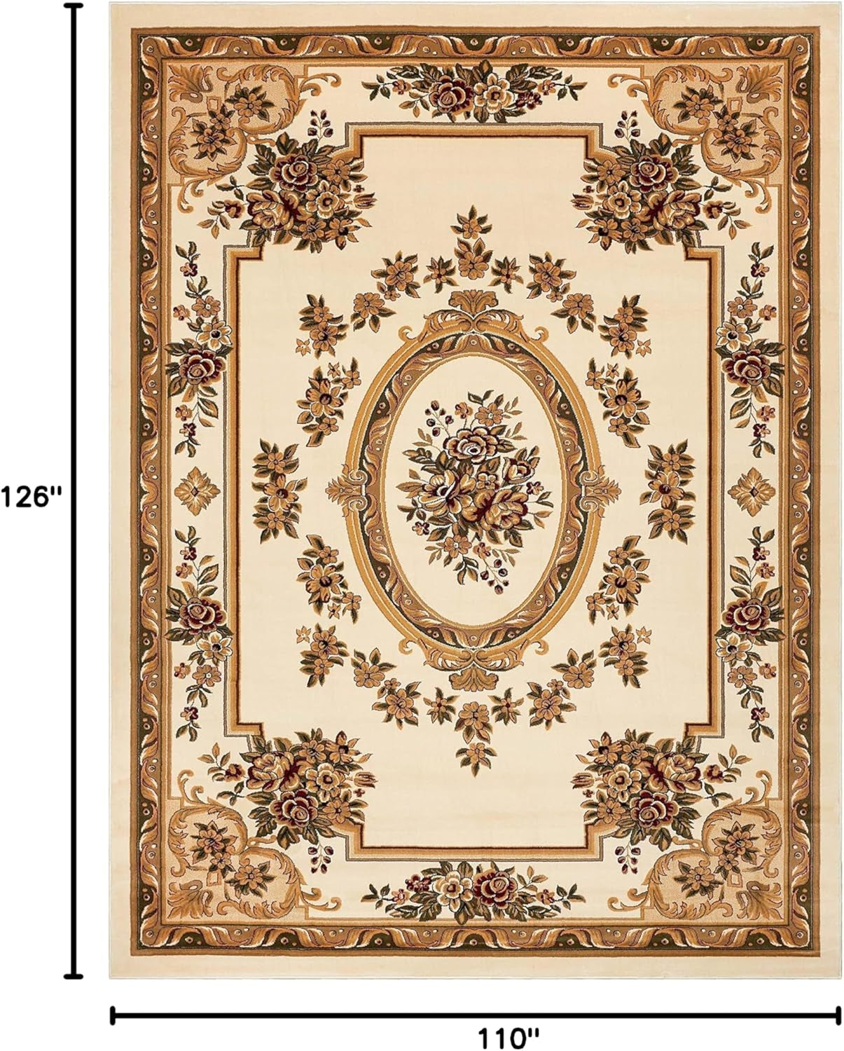 Timeless Le Petit Palais Ivory Traditional Area Rug 9'2" X 12'6"