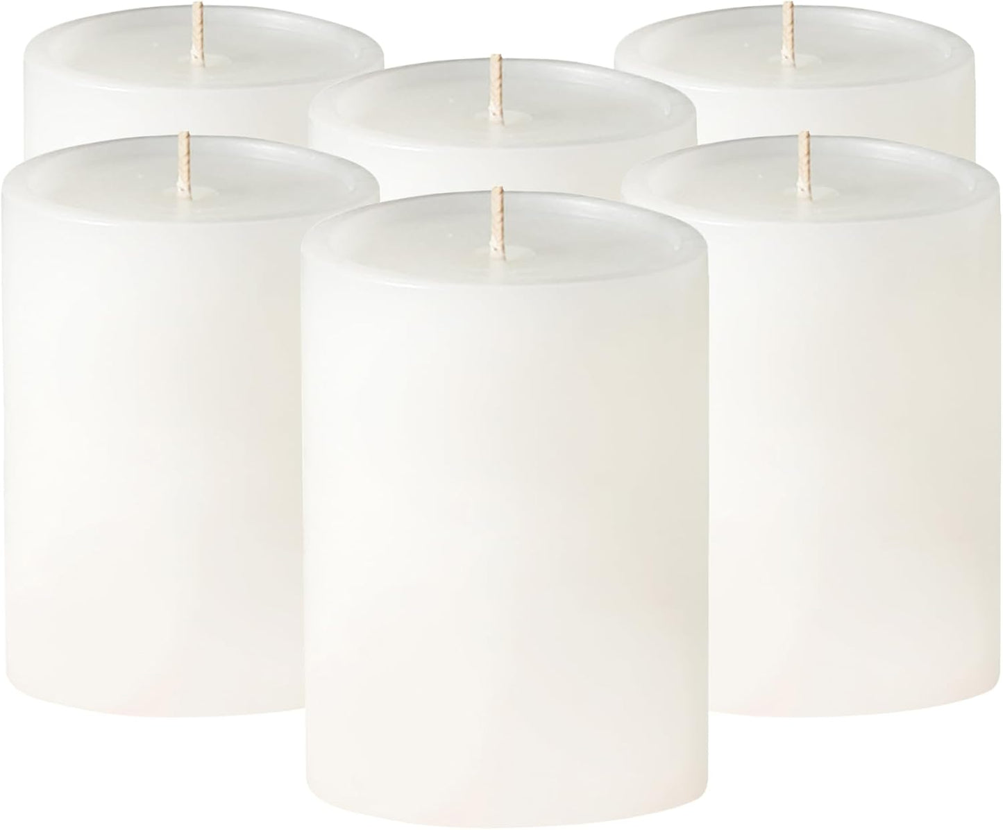 3X4 Inch White Pillar Candles Set of 6, Smooth Texture, Unscented White Candles, Dripless Candles, 3 Inch Pillar Candles Ideal as Wedding, Parties, Spas, Dinner, Home Decoration, Church