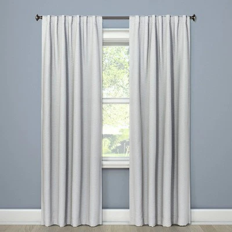 1Pc 50"X95" Room Darkening Small Check Window Curtain Panel Gray - Threshold