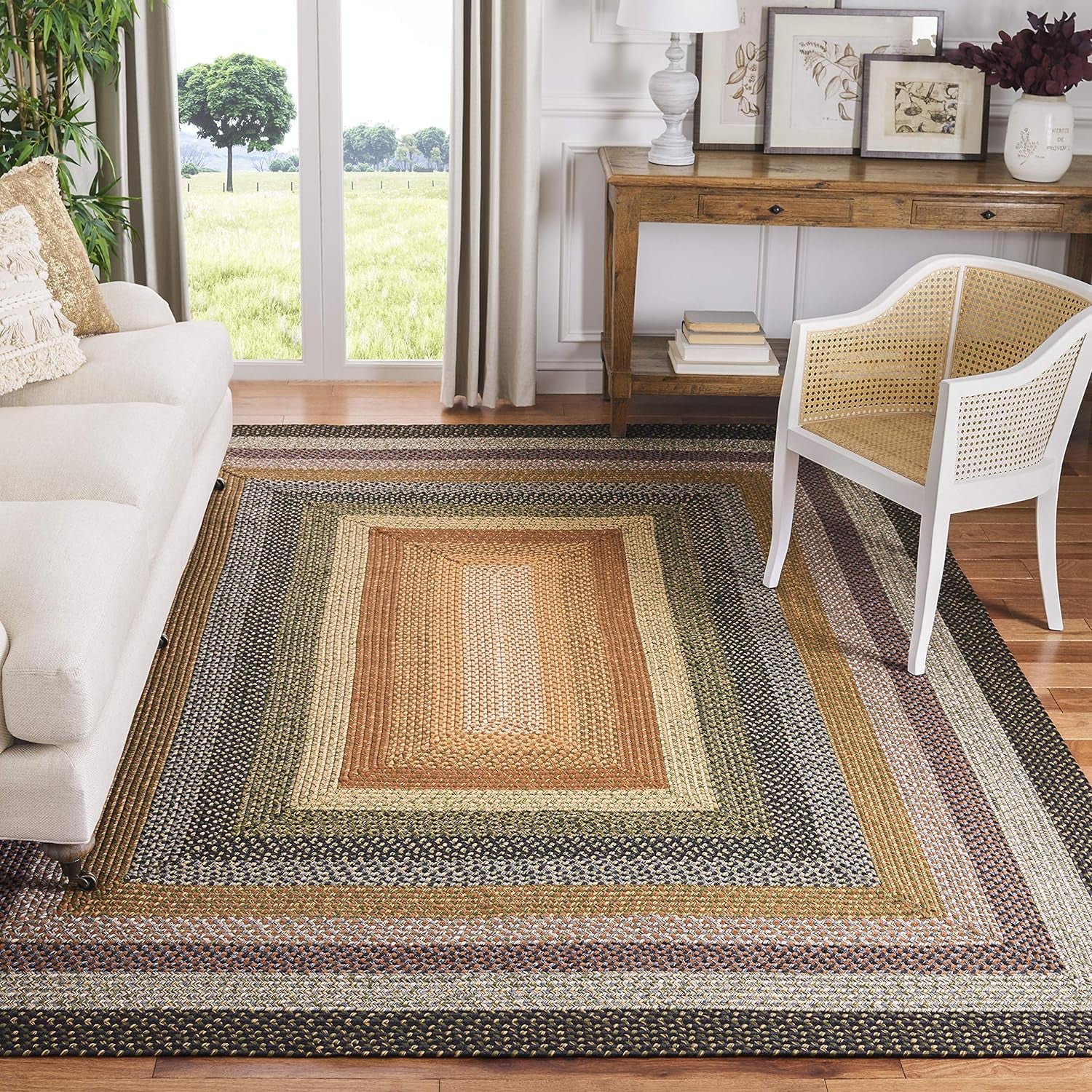 Braided Collection Area Rug - 8' Square, Multi, Handmade Country Cottage Reversible, Ideal for High Traffic Areas in Living Room, Bedroom (BRD308A)