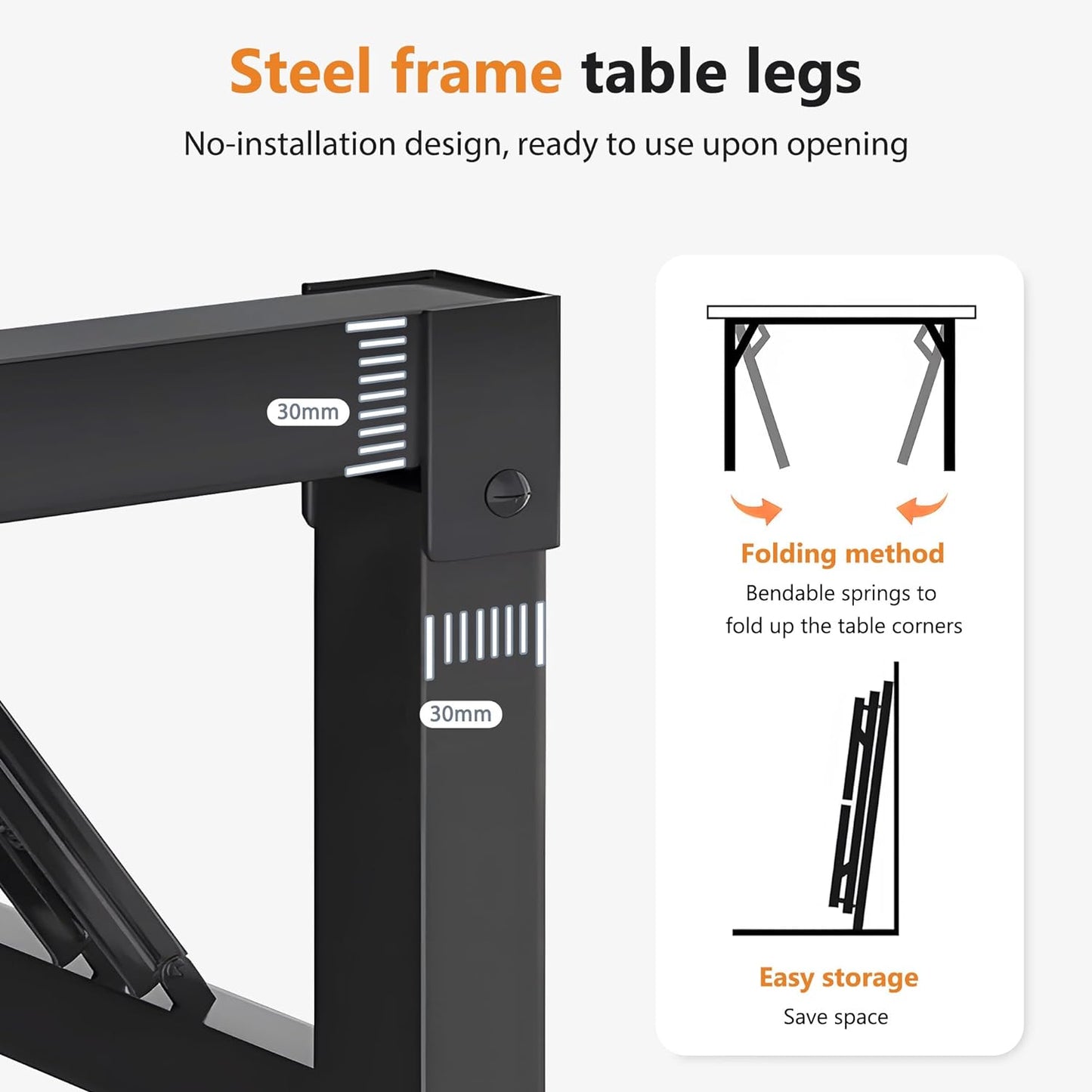 Folding Table Computer Desk Workstation Table Conference Table Home Office Desk, Fully Assembled (47 Inches, Retro)