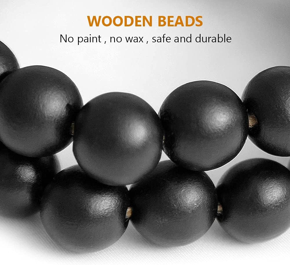 Black Wood Bead Garland  Wooden Bead Garland Coffee Table Decor 58In Natural Wood String Beads Home Decor Wood Decorative Beads