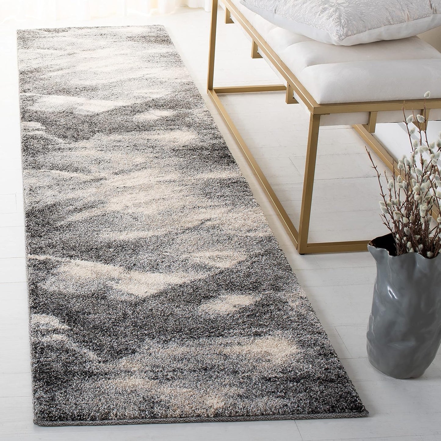 Retro Collection Runner Rug - 2'3" X 9', Grey & Ivory, Modern Abstract Design, Non-Shedding & Easy Care, Ideal for High Traffic Areas in Living Room, Bedroom (RET2891-8012)