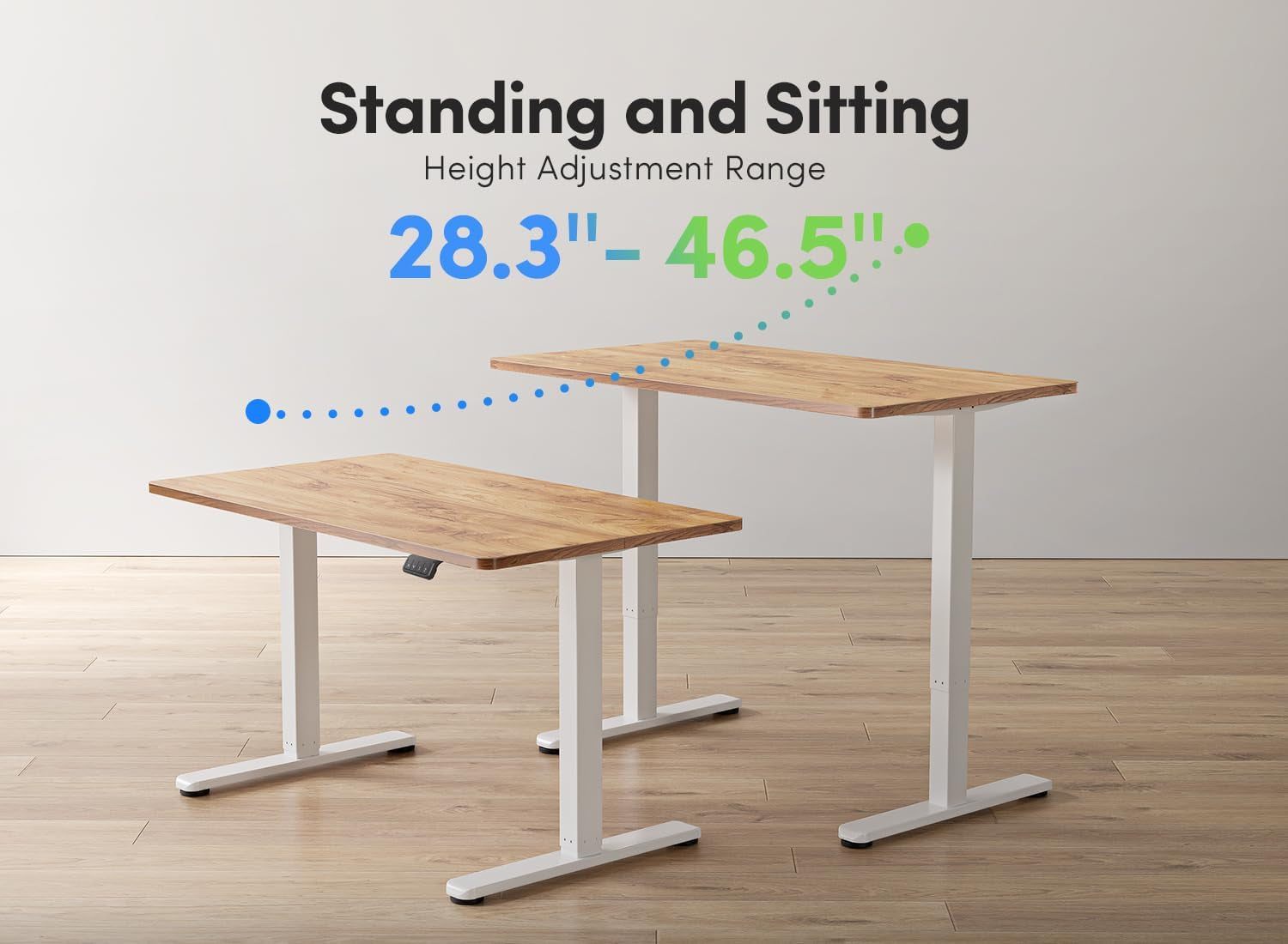 Electric Standing Desk, 48 X 24 Inches Height Adjustable Stand up Desk, Sit Stand Home Office Desk, Computer Desk, Light Rustic