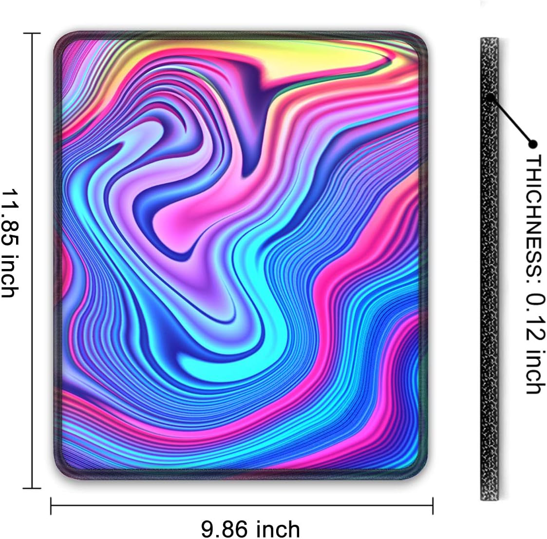 Gaming Mouse Pad with Stitched Edge, Premium-Textured Mouse Mat Waterproof Non-Slip Rubber Custom Rectangle Mousepad for Laptop Computer Gaming Office 11.8 X 9.85 Inch, Colorful Wave Design