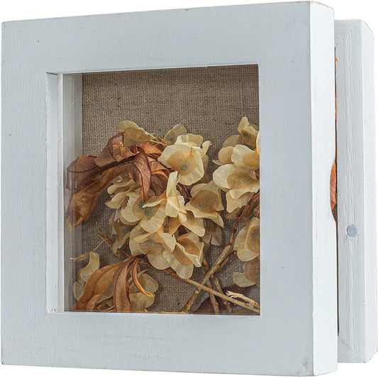 Shadow Box Frame 5X5 Shadow Boxes Display Case with Linen Back Memorabilia Awards Medals Bouquet Photos Picture Badge Wedding Memory Box for Keepsakes Small Pin Board White