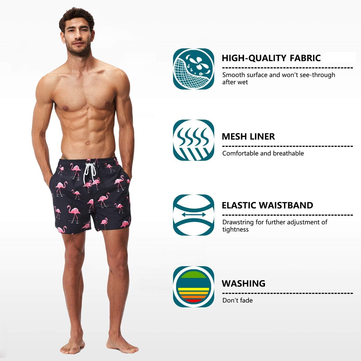 Men'S Swim Trunks Quick Dry Shorts with Pockets