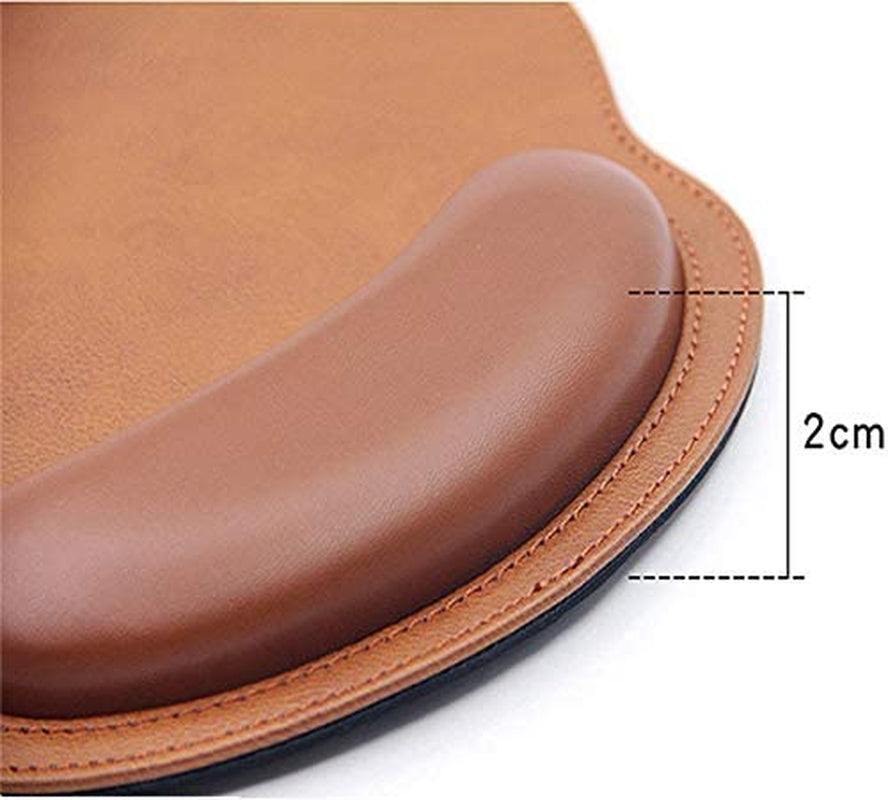 Ergonomic PU Leather Mouse Pad with Wrist Support,Comfort Memory Foam,Waterproof Surface，Non- Slip Rubber Base for Computer Laptop & Mac,Lightweight Rest for Home,Office & Travel (Brown)