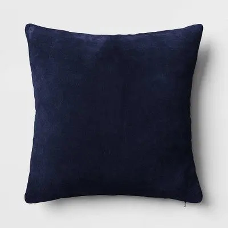 Washed Cotton Velvet Square Throw Pillow Blue - Threshold