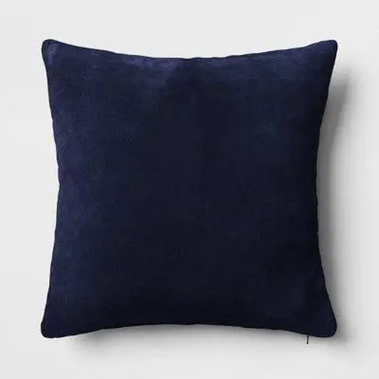 Washed Cotton Velvet Square Throw Pillow Blue - Threshold