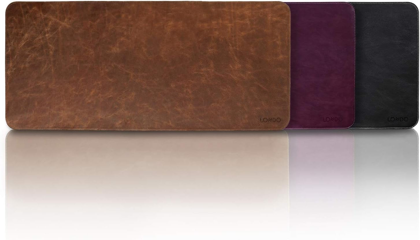 Top Grain Leather Extended Mouse Pad - Desk Mat Brown