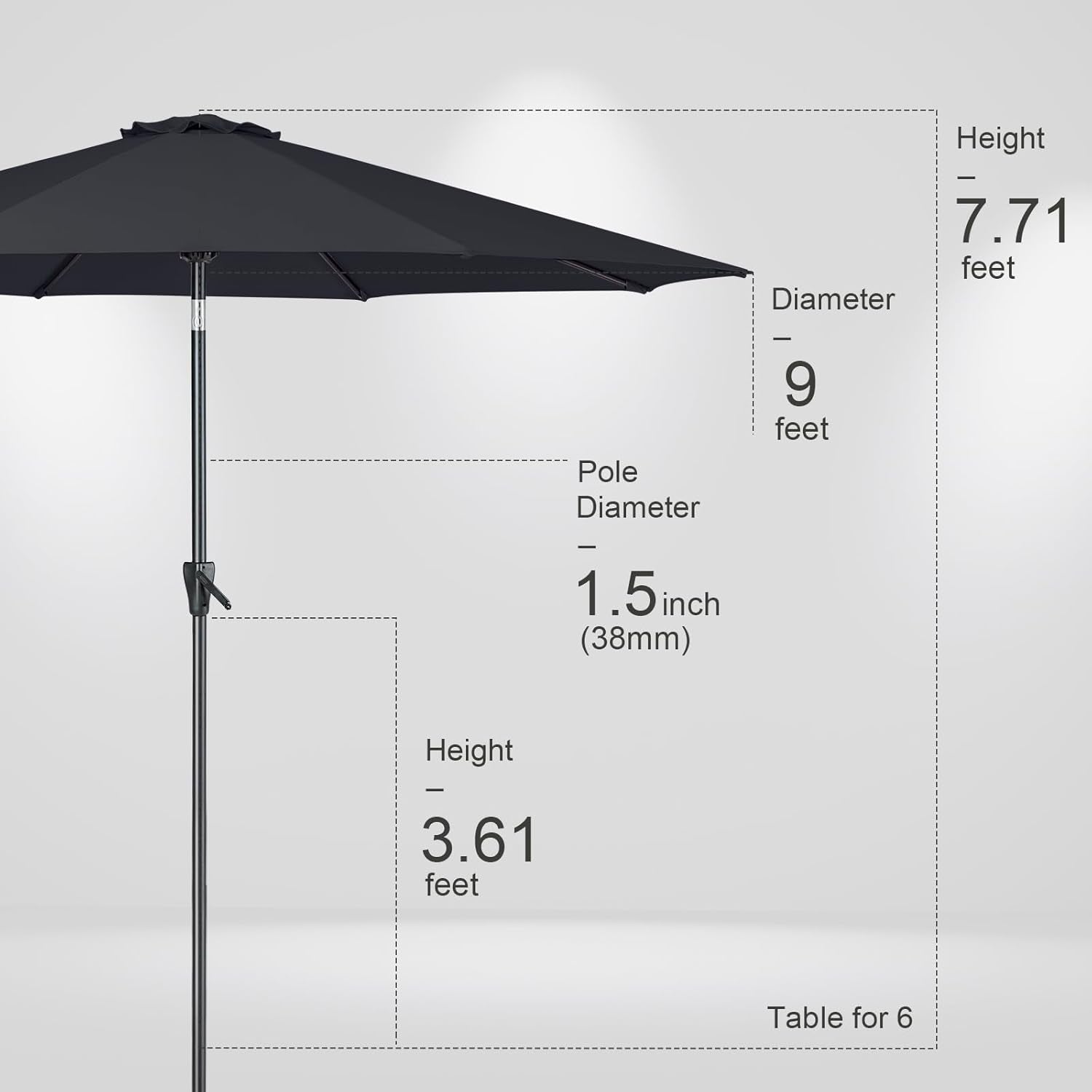 Patio Market Outdoor Table Umbrella with Push Button Tilt and Crank,Large Sun Umbrella with Sturdy Pole&Fade Resistant Canopy,Easy to Set