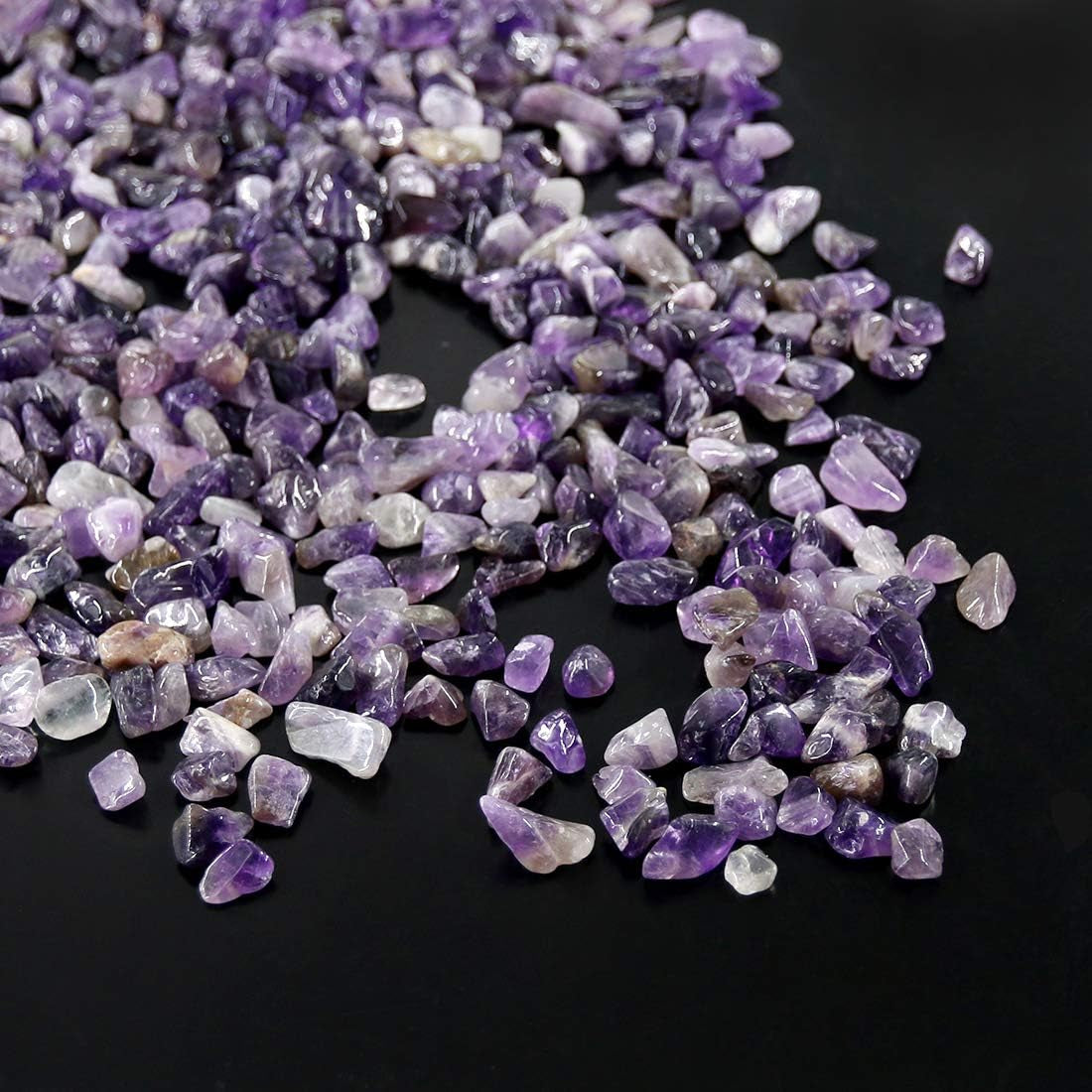 Quartz Stones Tumbled Chips Stone Crushed Crystal Natural Rocks Healing Home Indoor Decorative Gravel Feng Shui Healing Stones (About 1Lb(450G)/Bag) (Amethyst)