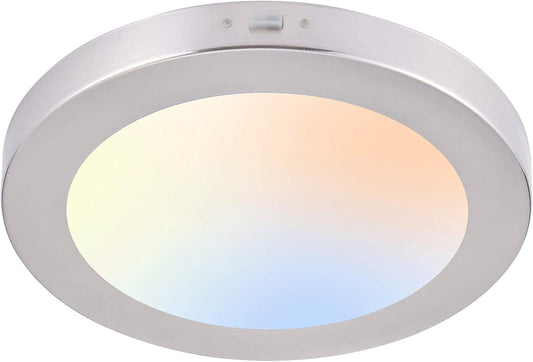 7.5 Inch 3 Color LED Mini Flush Mount Ceiling Light 3000K/4000K/5000K Adjustable,120V 12W 840LM Cri90+,Brushed Nickel