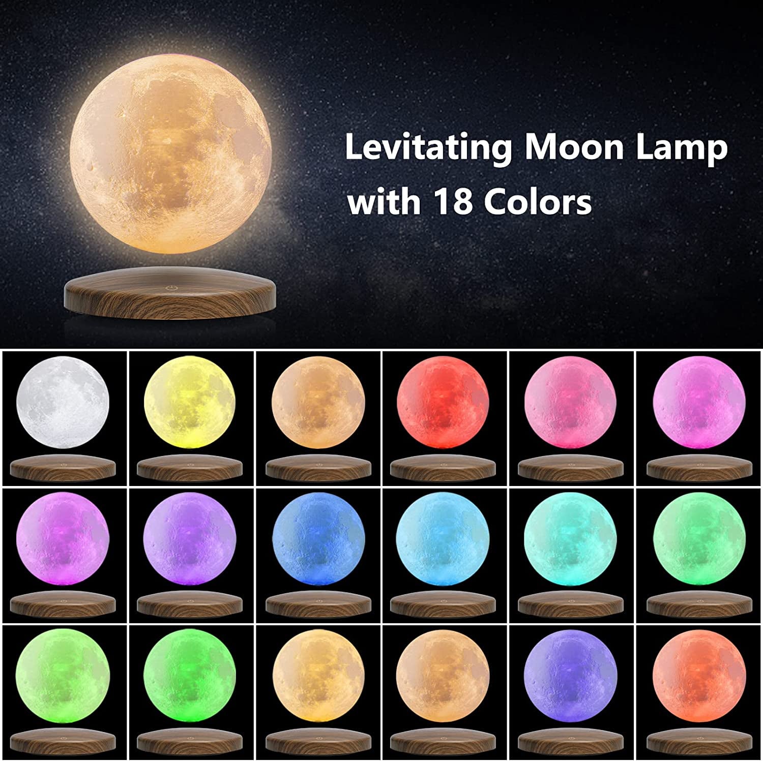 Levitating Moon Lamp, Floating and Magnetic Moon Lamp 3D Printing Moon Light with Remote, Creative Gifts for Christmas Office (Moon Lamp)