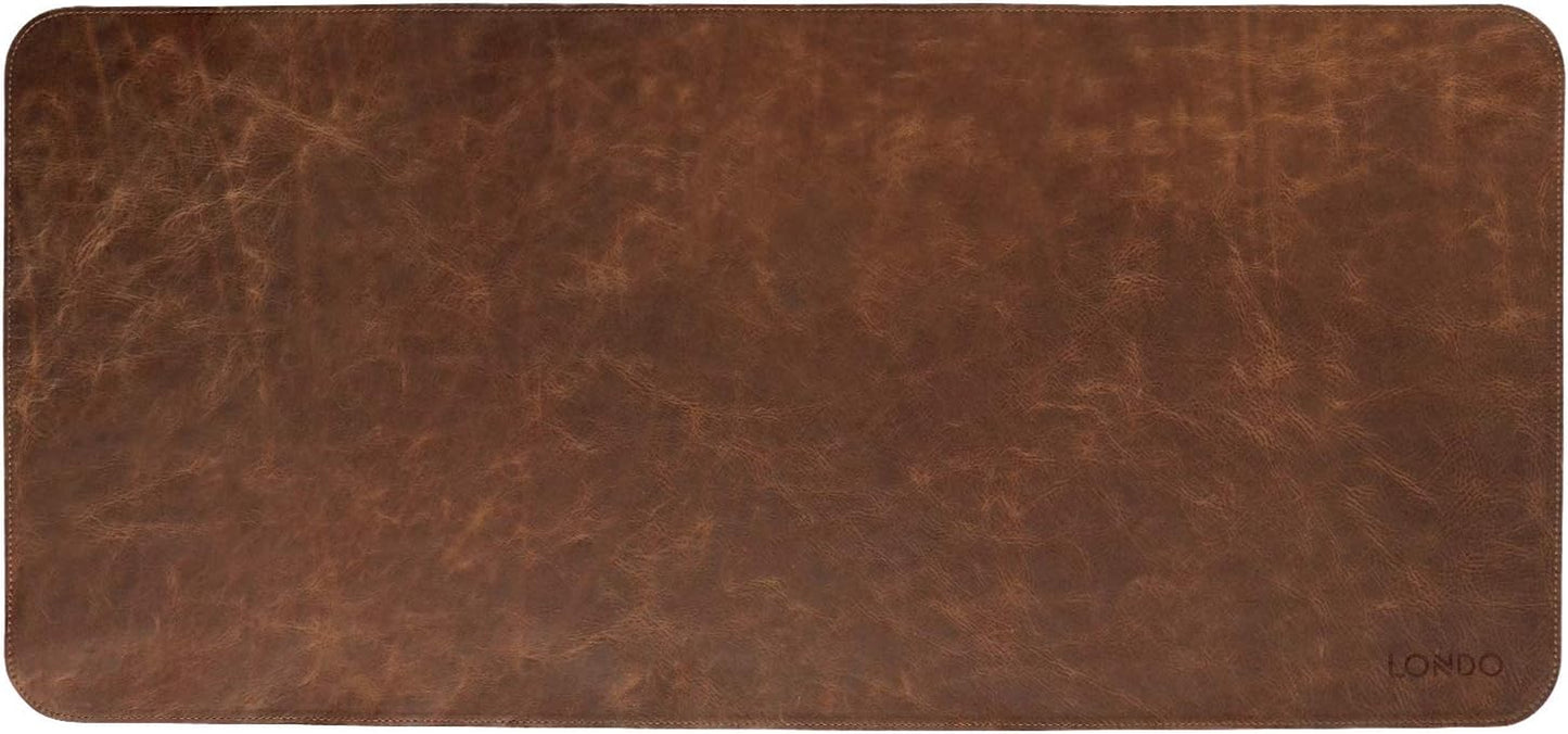 Top Grain Leather Extended Mouse Pad - Desk Mat Brown