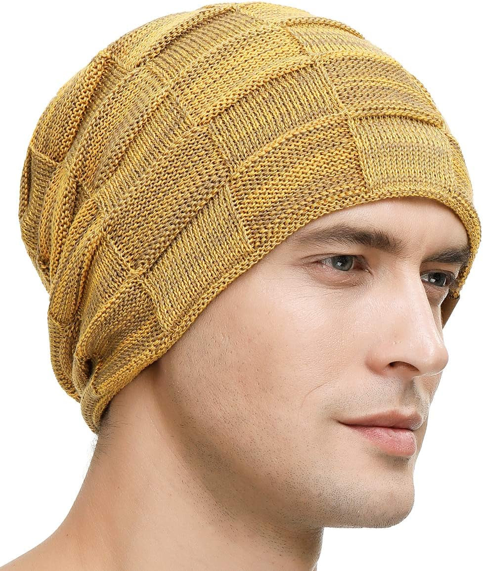 Slouchy Beanie for Men Winter Hats for Guys Cool Beanies Mens Lined Knit Warm Thick Skully Stocking Binie Hat