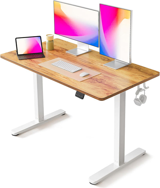 Electric Standing Desk, 48 X 24 Inches Height Adjustable Stand up Desk, Sit Stand Home Office Desk, Computer Desk, Light Rustic