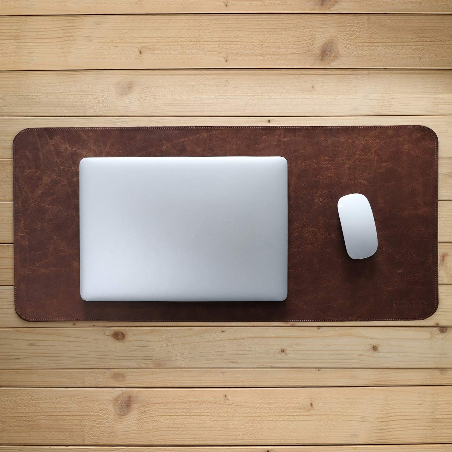 Top Grain Leather Extended Mouse Pad - Desk Mat Brown