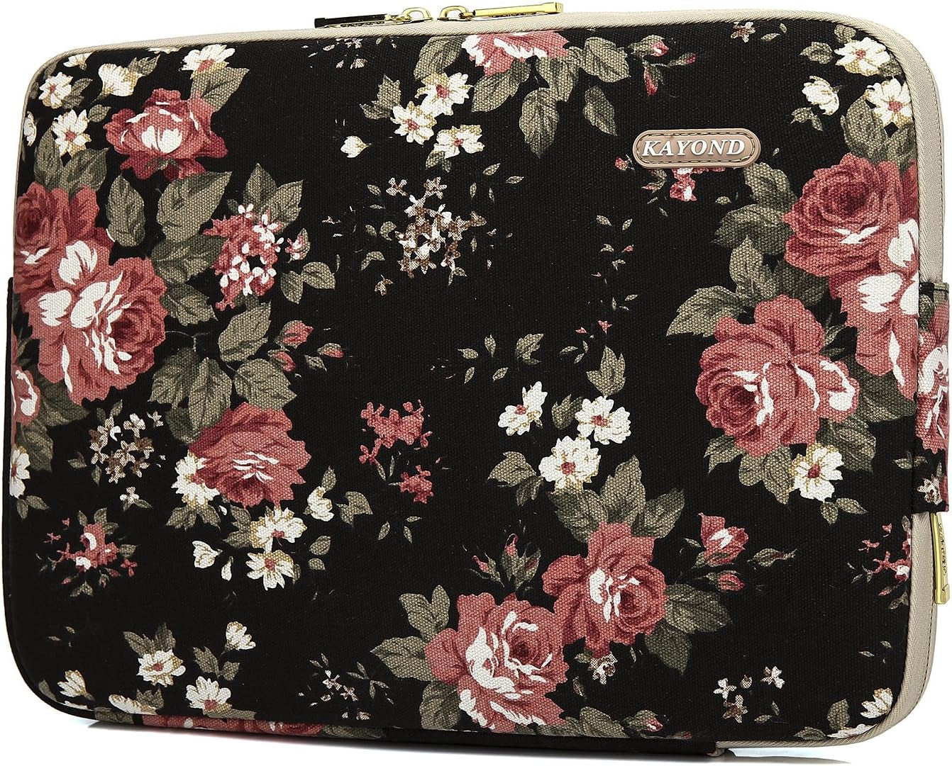 Water-Resistant Canvas 11.6 Inch Laptop Sleeve-Black C Rose