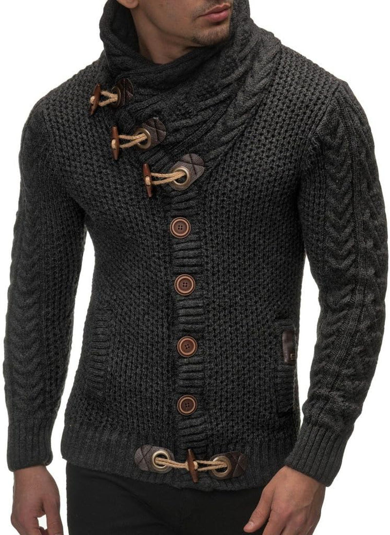 Men'S Knitted Turtleneck Jacket - Winter Cardigan Sweaters for Men