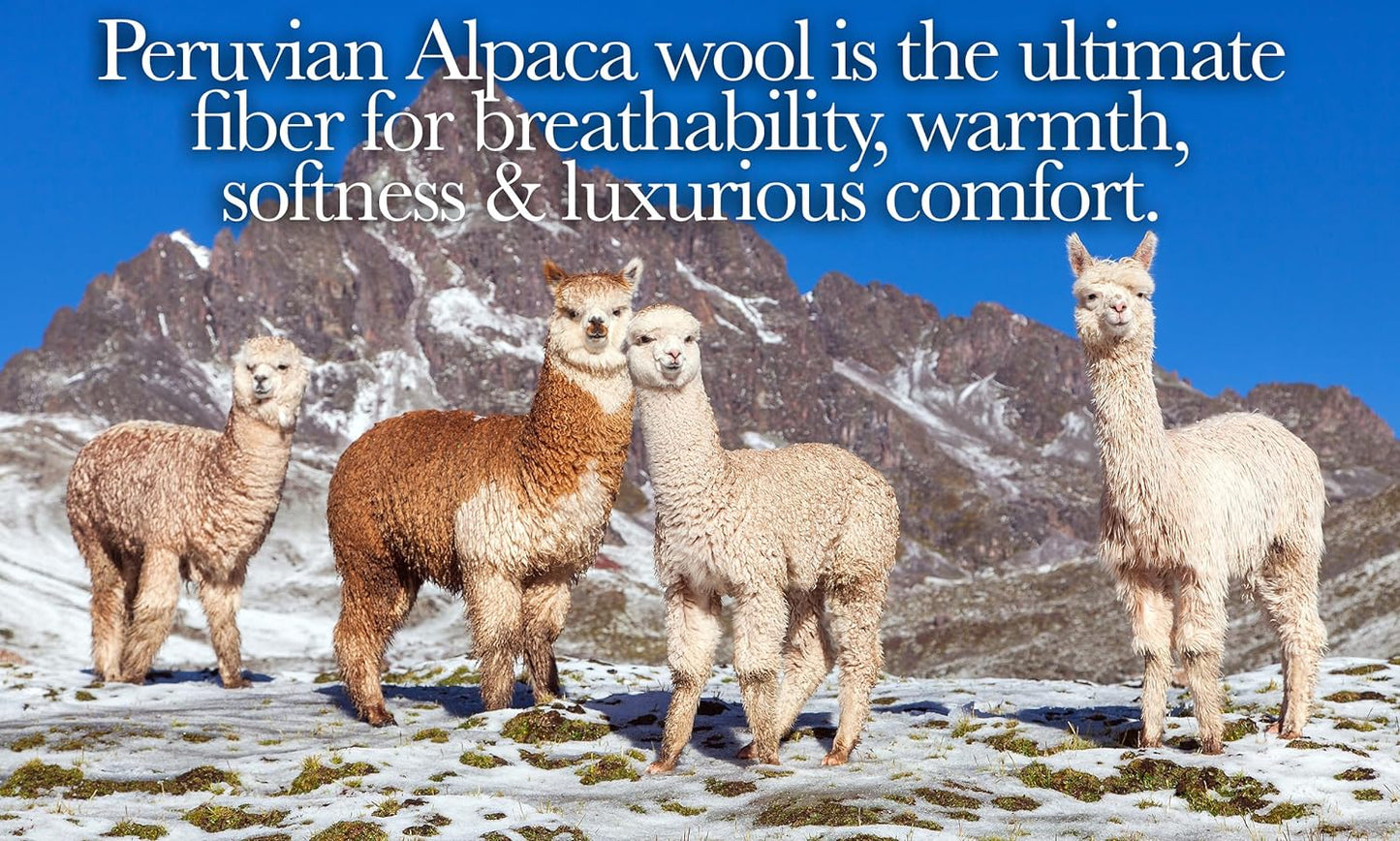 100% Natural Alpaca and Merino Wool Blanket, Andean Collection, Twin Size Blanket - Thick and Warm, Rustic Woven Blanket, Made in Peru