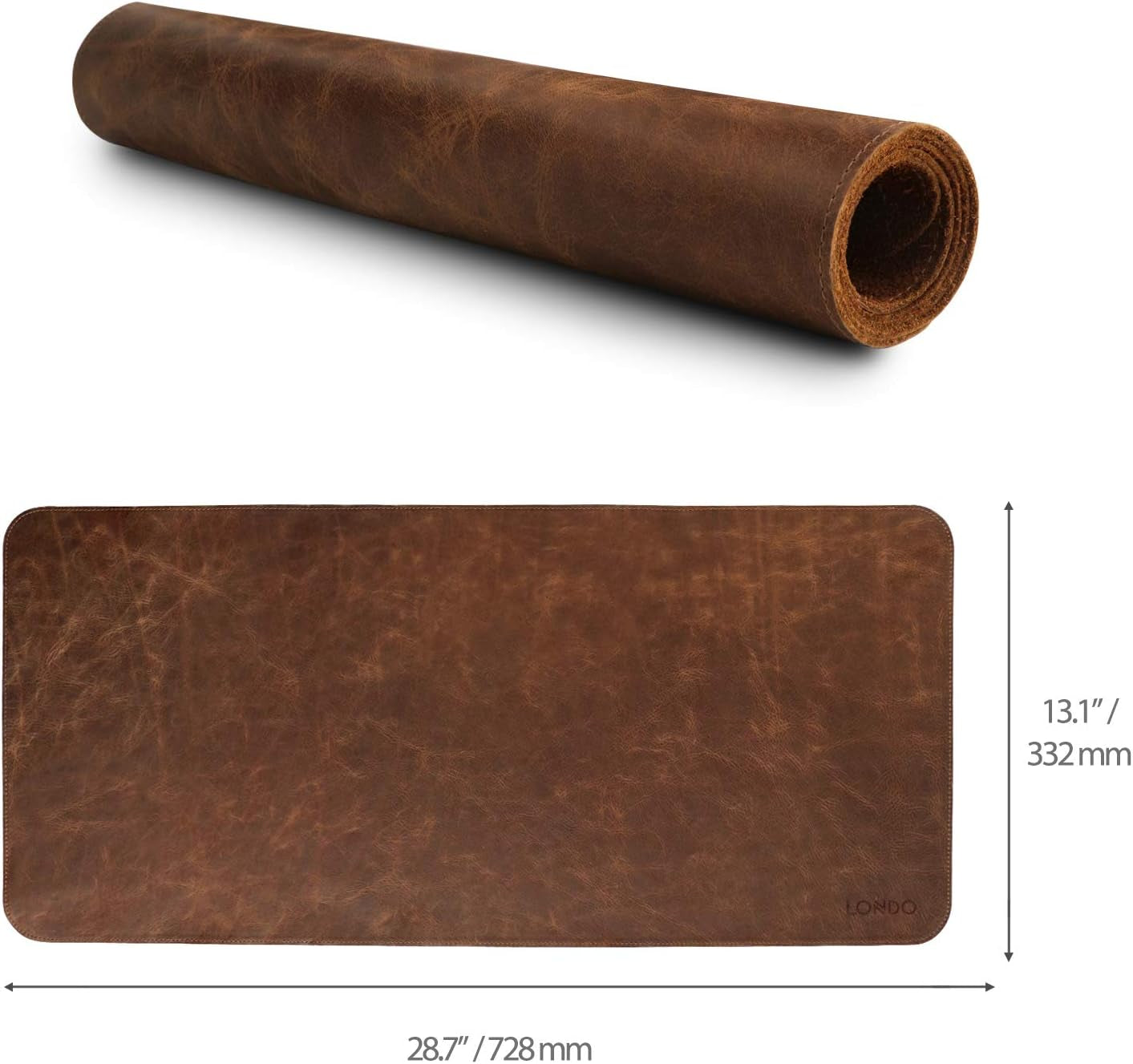 Top Grain Leather Extended Mouse Pad - Desk Mat Brown