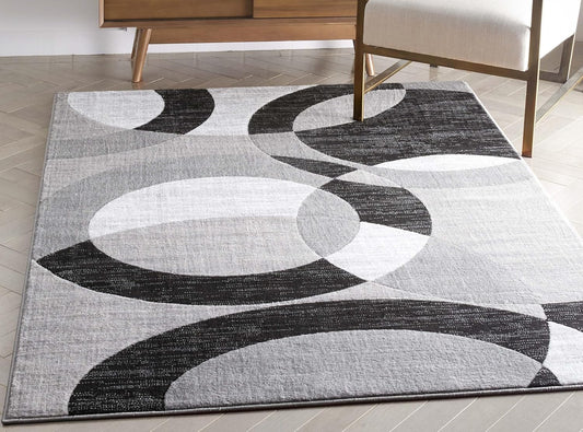 Dulcet Bingo Grey Modern Geometric 7'10" X 9'10" Area Rug